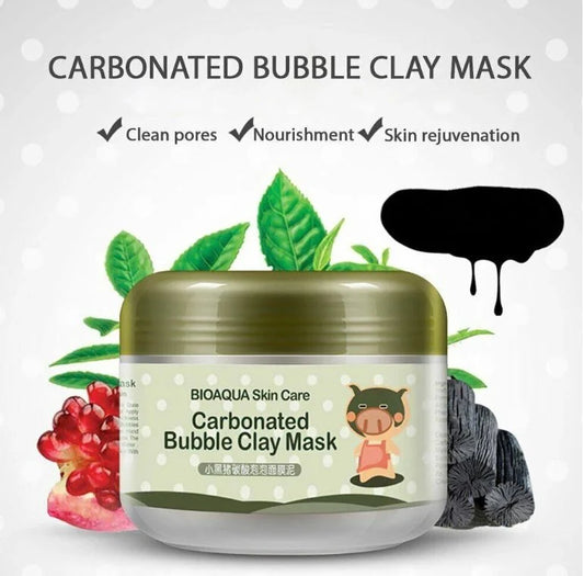 Carbonated bubble clay mask| Deep pore cleansing| Blackhead removal| Hydration + oil control| Instant glow facial