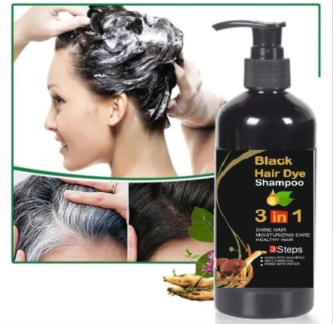 Instant Black Hair Dye Shampoo | 3-in-1 شامبو صبغة الشعر الأسود 3 في 1